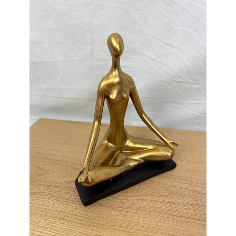 Vintage Yoga Gold Ceramic‎ Woman Sculpture Zen Meditation
